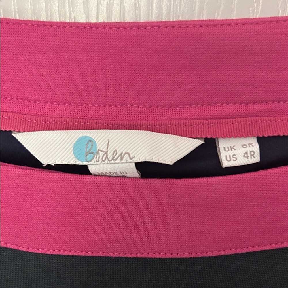 Boden Green Dress with Pink Trim Midi - Picture 6 of 8